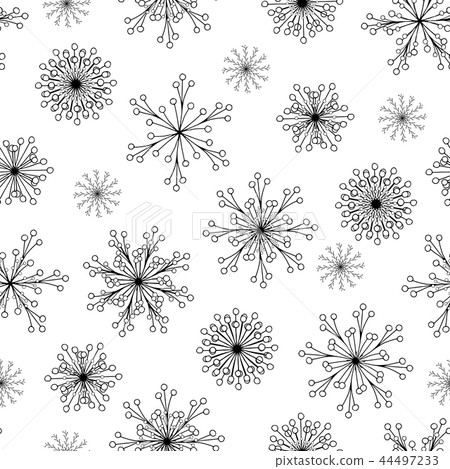 seamless pattern black snowflakes on white - Stock Illustration ...