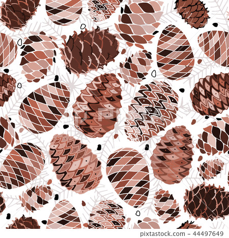 Cedar cones, seamless pattern for your design 44497649