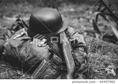 German Military Ammunition Of World War Ii On Ground. Military H 44497960