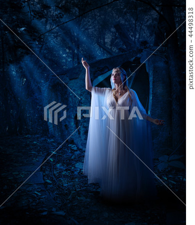 Elf girl in night forest version 44498318
