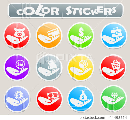 Hend and money color stickers 44498854