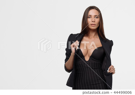 Passionate lady with deep neckline 44499006
