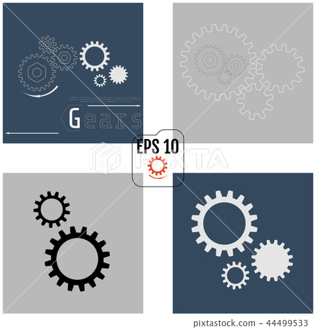Set of vector infographic templates with gears on grey and dark Set of vector infographic templates with gears on grey and dark 44499533