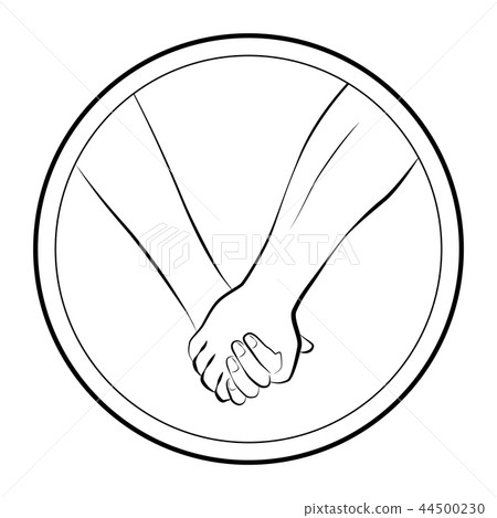 Holding Hands Love Couple Round Logo Stock Illustration