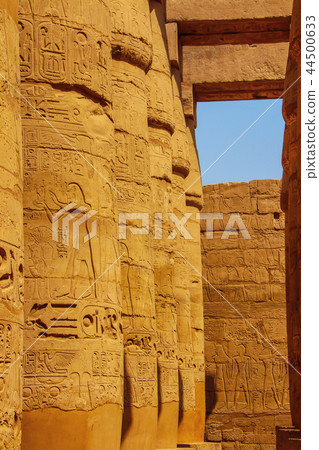 Ruins of the beautiful ancient temple in Luxor.  44500633