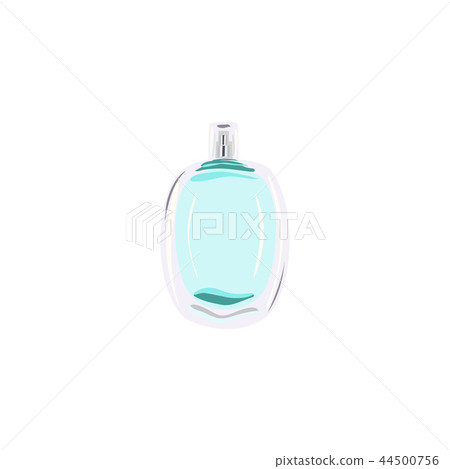 bellied Bottle with blue liquid. vial for perfume, medicine, cosmetics, alcohol, drinks. flacon bellied Bottle with blue liquid. vial for perfume, medicine, cosmetics, alcohol, drinks. flacon 44500756