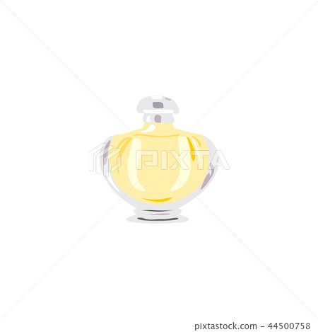 bellied Bottle with yellow liquid. vial for perfume, medicine, cosmetics, alcohol, drinks. flacon bellied Bottle with yellow liquid. vial for perfume, medicine, cosmetics, alcohol, drinks. flacon 44500758