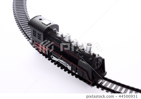 toy locomotive on rails 44500931