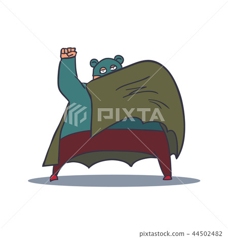 Cartoon Hand Drawn Super Hero Character with Cloak. Vector Cartoon Hand Drawn Super Hero Character with Cloak. Vector 44502482