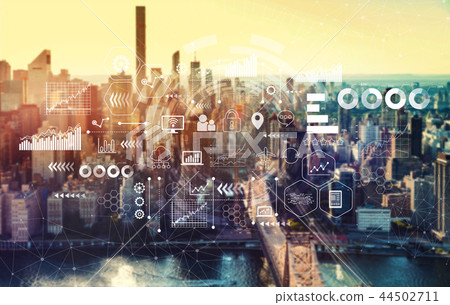 Virtual icons and graphs with New York City 44502711