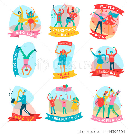Parade Holiday People Flat Emblem Set Parade Holiday People Flat Emblem Set 44506504