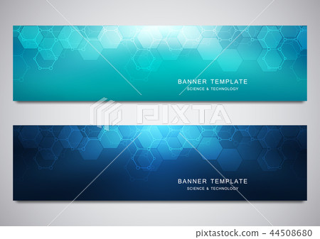 Vector banners for science and digital technology. Geometric abstract background with hexagons Vector banners for science and digital technology. Geometric abstract background with hexagons 44508680