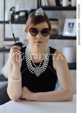 Beautiful lady at the image from classic film 44508992