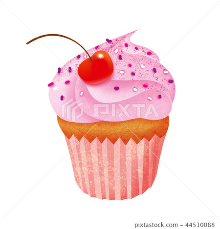 Cupcake with cherry isolated with on white background Cupcake with cherry isolated with on white background 44510088