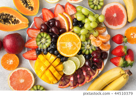 Raw fruits berries platter 44510379