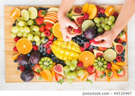 Raw fruits berries platter 44510467