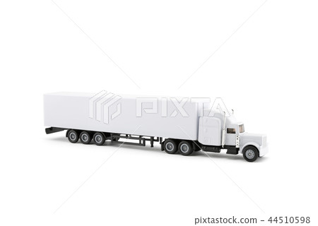 White long truck miniature with a trailer on white White long truck miniature with a trailer on white 44510598