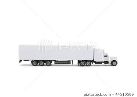 White long truck miniature with a trailer on white White long truck miniature with a trailer on white 44510599