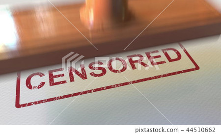Putting CENSORED rubber stamp on the paper. 3D rendering Putting CENSORED rubber stamp on the paper. 3D rendering 44510662