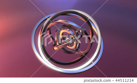 Gimbal made of polished metal. Balance or mechanism concepts. 3D rendering 44511214