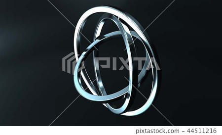Cardan gimbal made of polished metal. Balance or movement concepts. 3D rendering 44511216