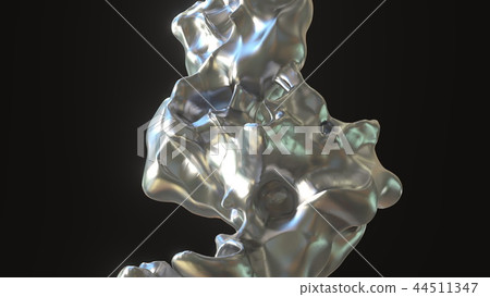 Pouring liquid metal against black background. 3D rendering 44511347