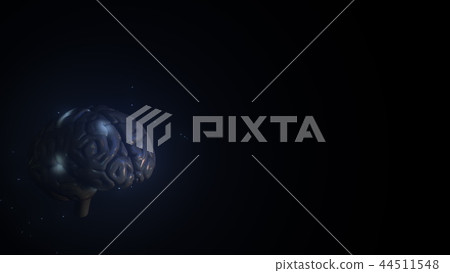 Human brain and sparks background. Blank space for text or graphics. 3D rendering 44511548