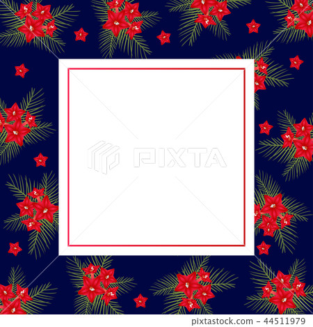 Cypress vine Flower on Christmas Blue Banner Card 44511979