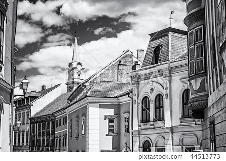 Historic buildings in Sopron, Hungary, colorless Historic buildings in Sopron, Hungary, colorless 44513773