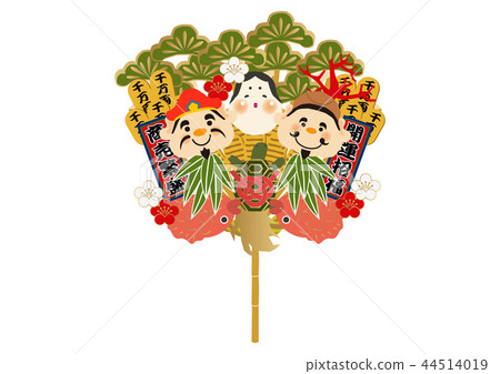 The city of samurai. Lucky. Rake illustration. Daikokuten and Ebisuten. Invitation. 44514019
