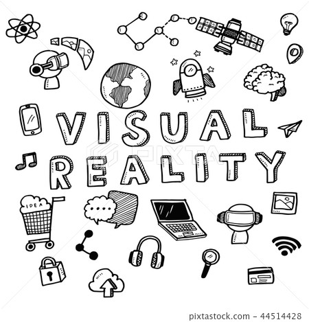 Hand draw visual reality doodles icon set Hand draw visual reality doodles icon set 44514428