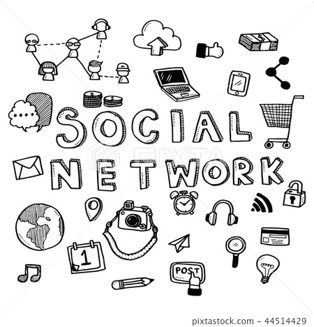 Social Media Doodle Internet Website Doodles Social Network Communication  And Online Web Hand Drawn Vector Icons Set Stock Illustration - Download  Image Now - iStock