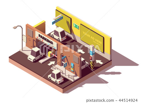 Vector isometric multistorey car parking 44514924