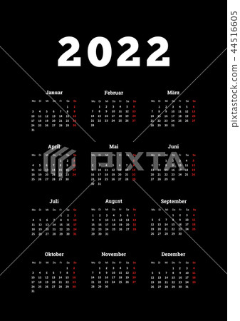 2022 year simple calendar on german 44516605