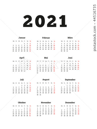 2021 year simple calendar on german - Stock Illustration [44516735] - PIXTA