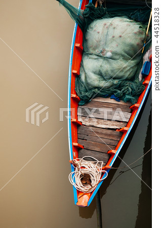 Thailand fishing boat and fishing net in canal 44518328