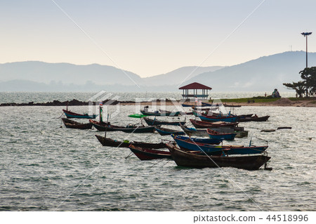 Beautiful sea, sand and fishing boats  44518996