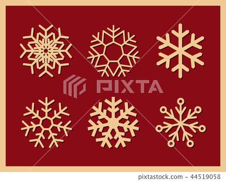 Set of vector icons snowflakes on red background. - Stock Illustration ...