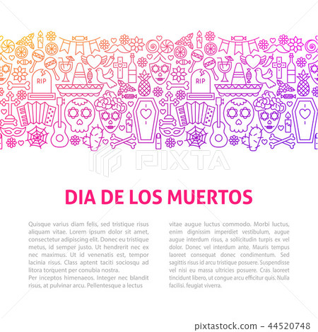 Dia De Los Muertos Line Design Template 44520748