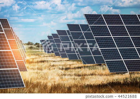 solar panels on the sky background solar panels on the sky background 44521688