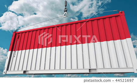 Loading cargo container with flag of Indonesia.... - Stock Illustration ...
