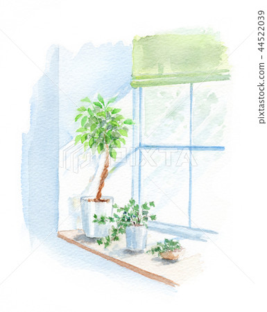 Bay window houseplant watercolor Bay window houseplant watercolor 44522039