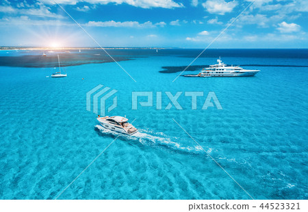 Yacht on the azure seashore in balearic islands  44523321