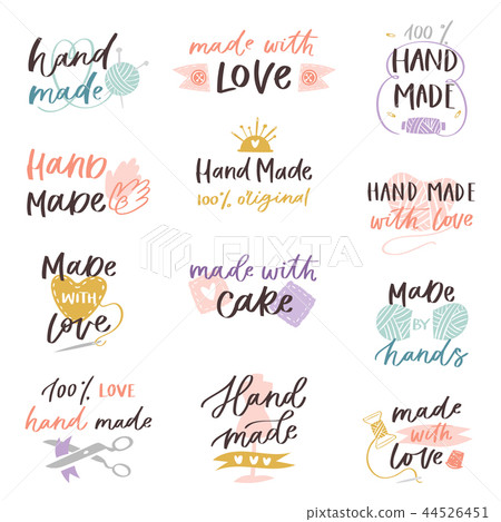 Handmade vector hand made craft label... - Stock Illustration [44526451 ...