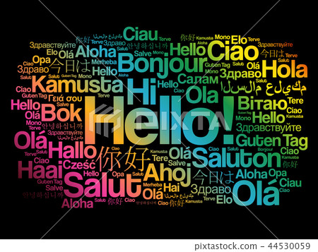 Hello word cloud in different languages 44530059