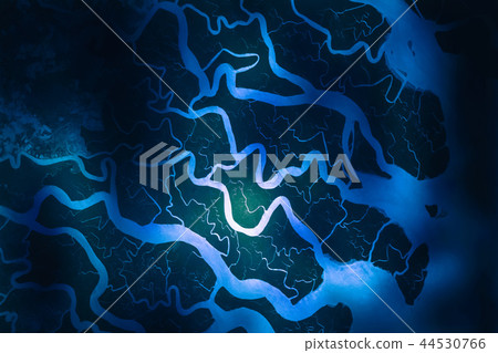 Ganges River delta. Satellite view. 44530766