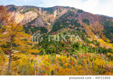 Okunikko Kinsei Pass's mountain surface and autumn leaves b-2 ridgeline Okunikko Kinsei Pass's mountain surface and autumn leaves b-2 ridgeline 44531908