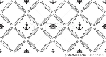 Anchor seamless Pattern helm vector fish salmon 44532448