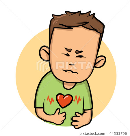 Young man with heart attack. Flat design icon. Flat vector illustration. Isolated on white Young man with heart attack. Flat design icon. Flat vector illustration. Isolated on white 44533796