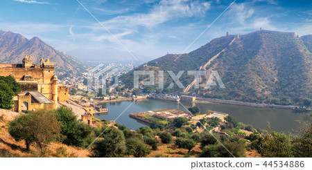 View of Amer Amber fort and Maota lake, Rajasthan, India View of Amer Amber fort and Maota lake, Rajasthan, India 44534886